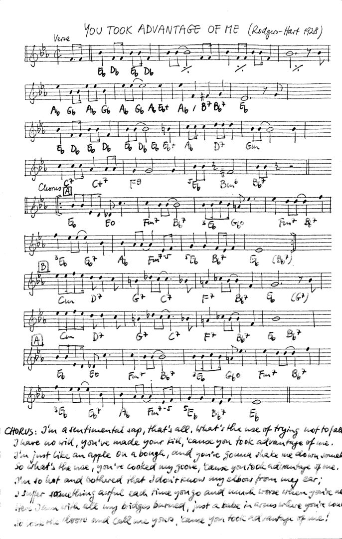 you took advantage of me leadsheet – book us for your next 20s or gatsby event